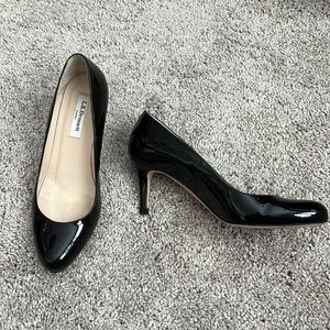 LK Bennett black patent pumps
